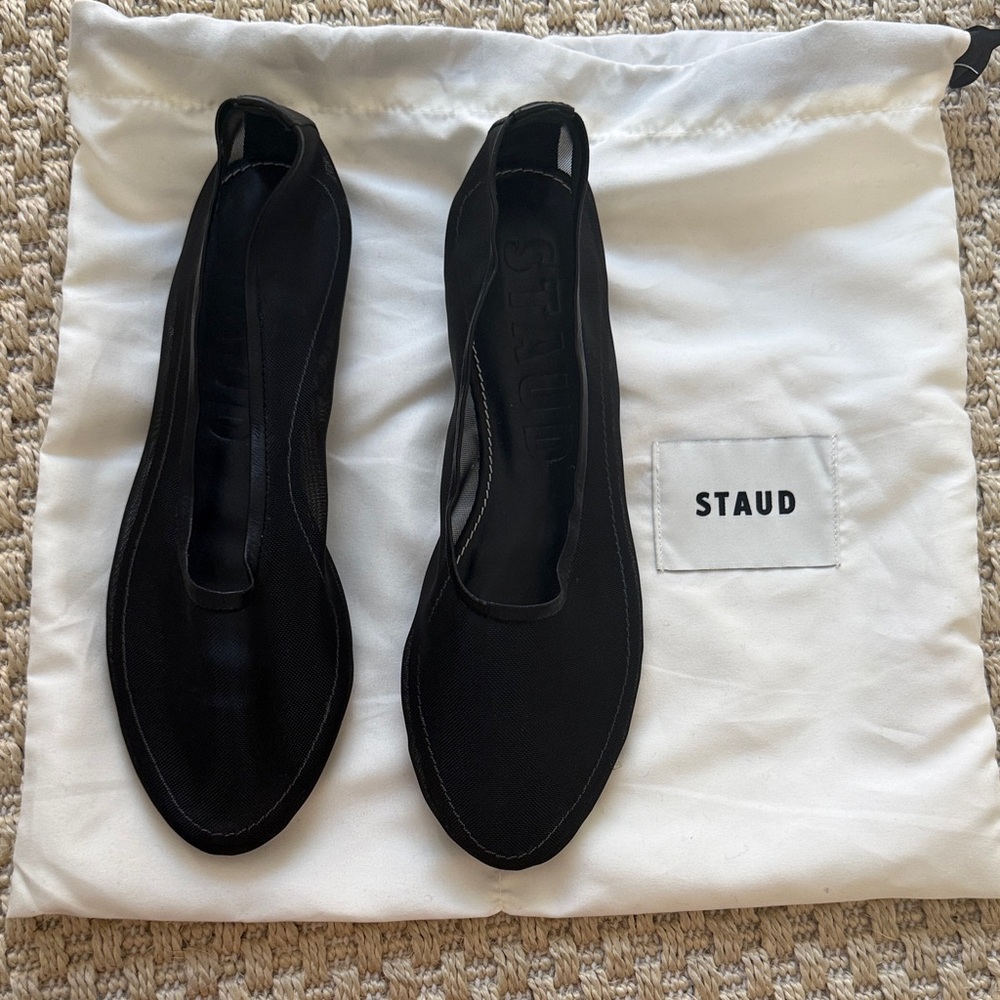 Staud Alba Slip On Ballet Flat Black Mesh